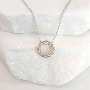Eternity Circle Crystal Pendant Necklace in .925 Sterling Silver